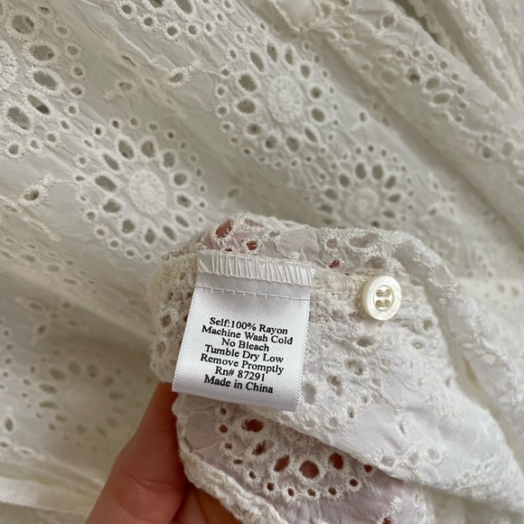 Johnny Was White Eyelet Shirt Dress/ Coverup - Size Medium - Picture 15 of 15